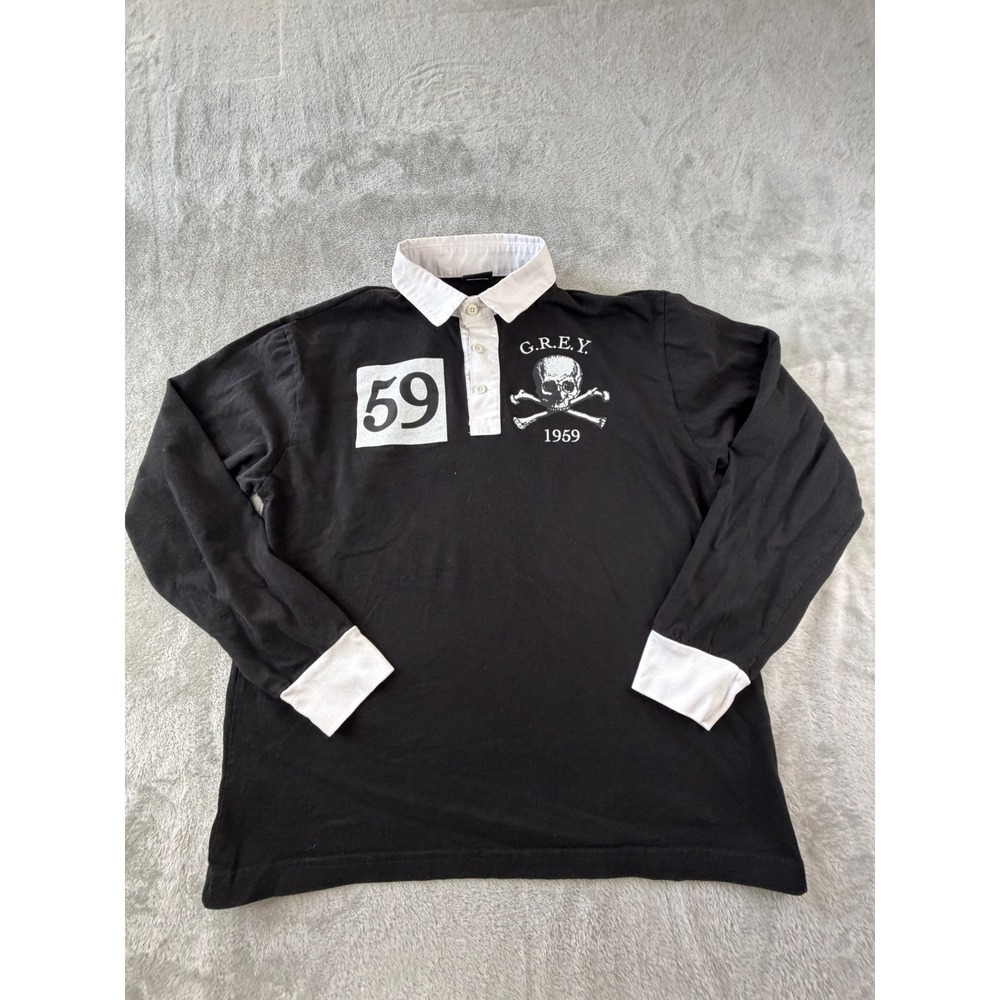 G59 Grey Five Nine $uicideboy$ Rugby Shirt Mens L Black Skull 1959 Long Sleeve